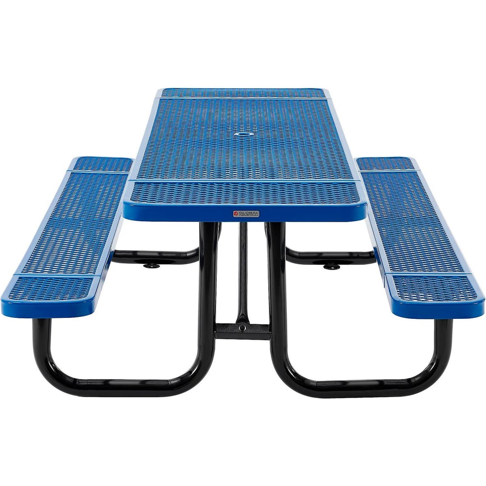 Global Industrial 8'L Rectangular Picnic Table Expanded Metal Blue