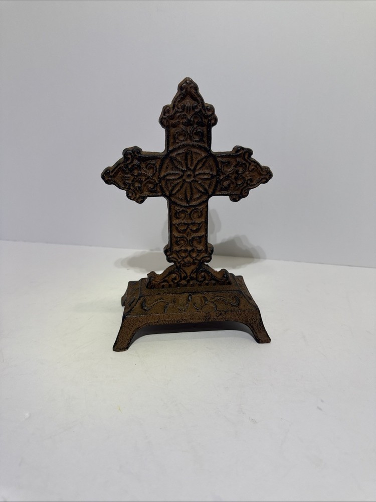 Vintage Ornate Cast Iron Cross Tabletop
