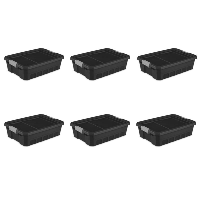 10 Gallon Stackable Storage Bins W/ Latch Lid Durable Plastic Tote 6 Count Box