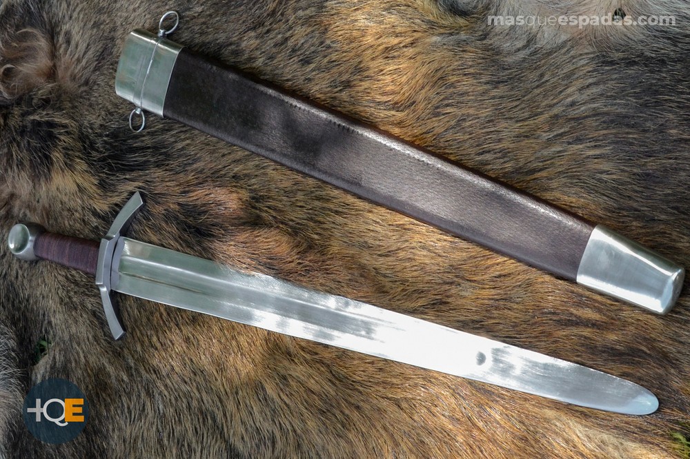 Medieval wide sword with sheath, decorative sword