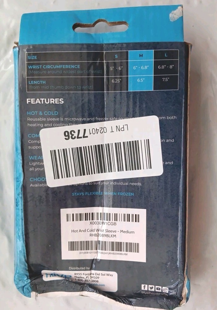 Arctic Flex Wrist Ice Pack Wrap - Extra Strength Hot & Cold Medium, Black