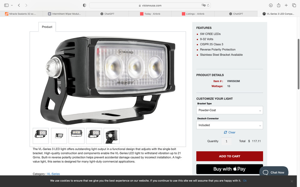 VISION X VL-series compact 3-LED work light part# 9933665    3 AVAILABLE!