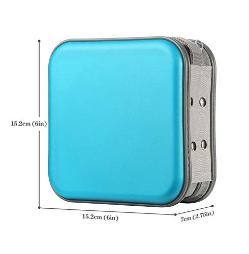 CD Case Hard Plastic DVD Case Portable Zipper CD Case 48 Capacity Sky Blue