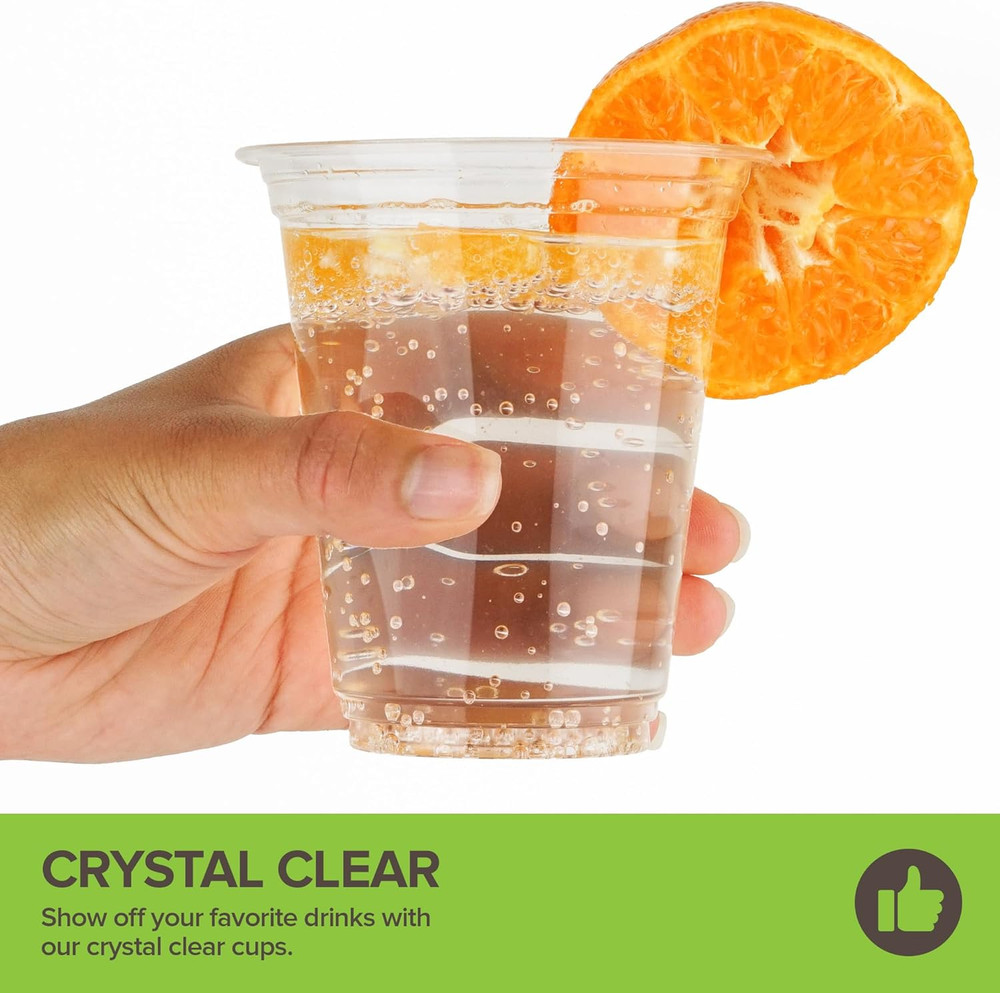 12 Oz Clear Commercially Compostable Cold Cups (100 Pack), Eco Party Cup, Enviro