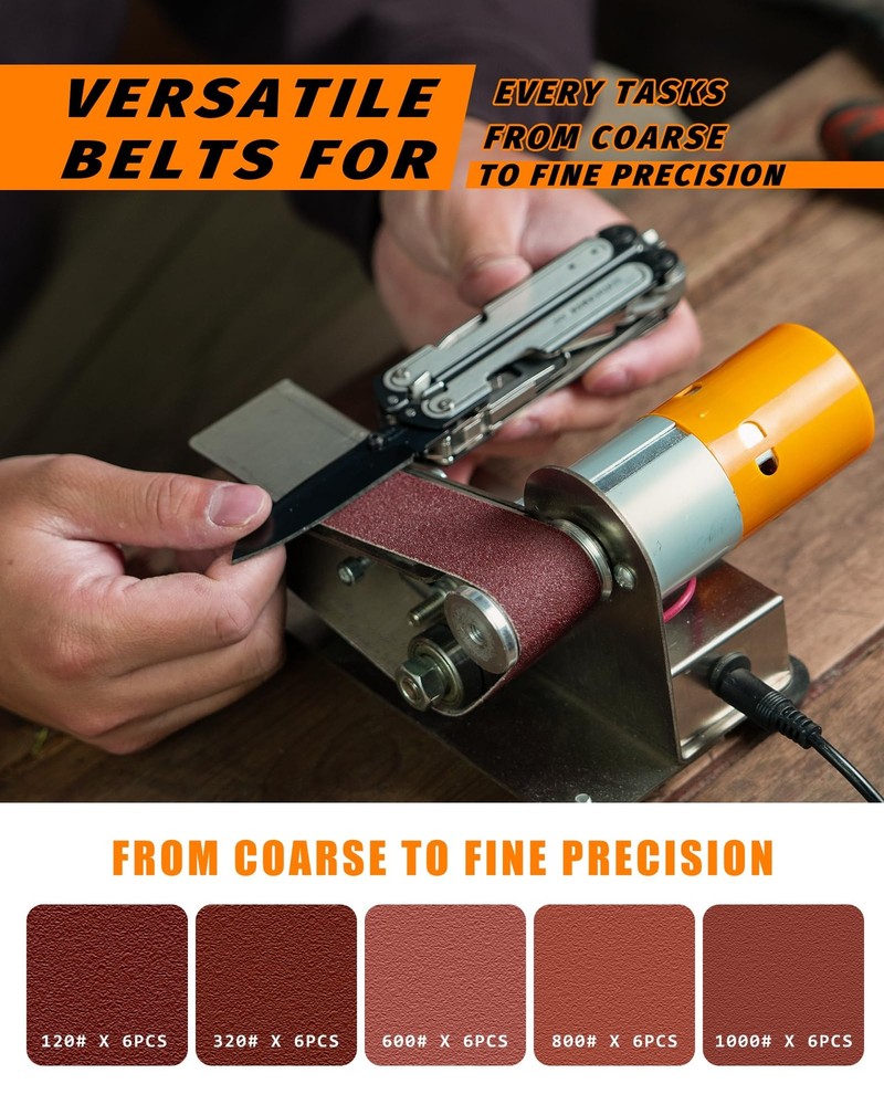 Mini Belt Sander, Small Sander Making Supplies, 7 Adjustable Speed Sharpener,...