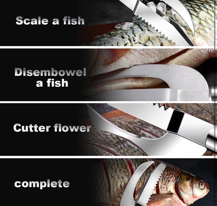 Multi Fish Scale Knife 3-in-1 Cut Scrape Dig