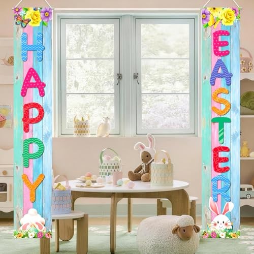 Easter Decorations Easter Decor Happy Easter Porch Sign Banner Easter Eggs