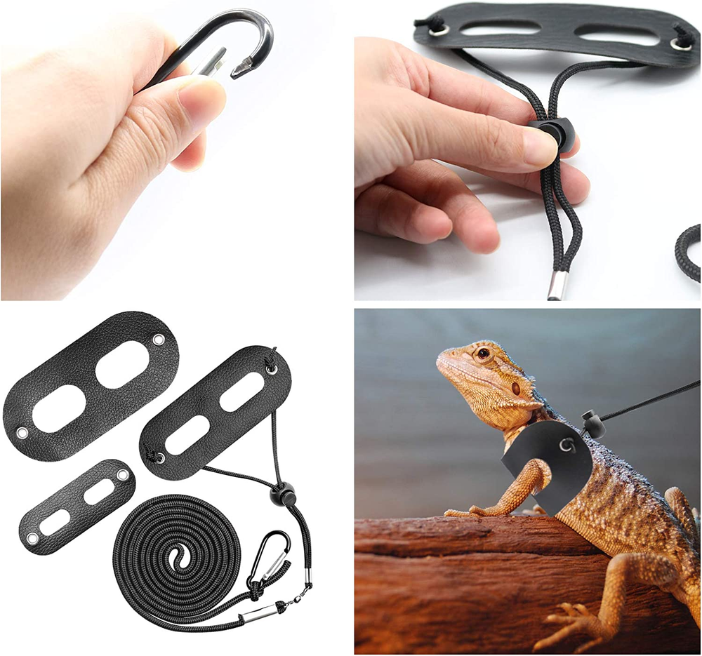 Bearded Dragon Harness and Leash Adjustable Leather Lizard Reptiles