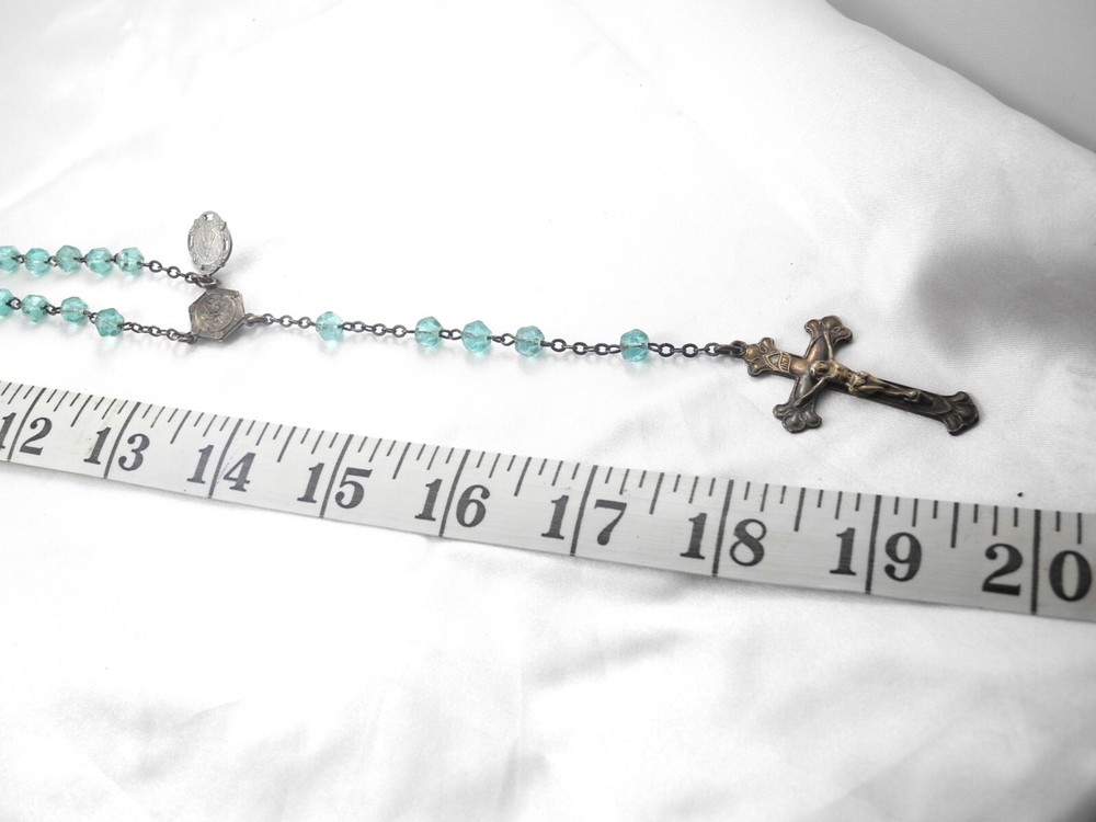 Vintage Sterling Blue Crystal Rosary Beads