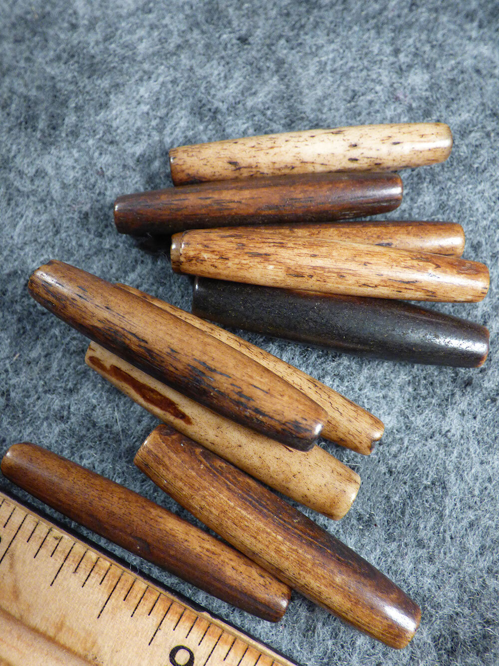 (10) OLD 1 1/2" Bone Hair Pipe Sioux Indian Beads Breastplate Fur Trade 1700's