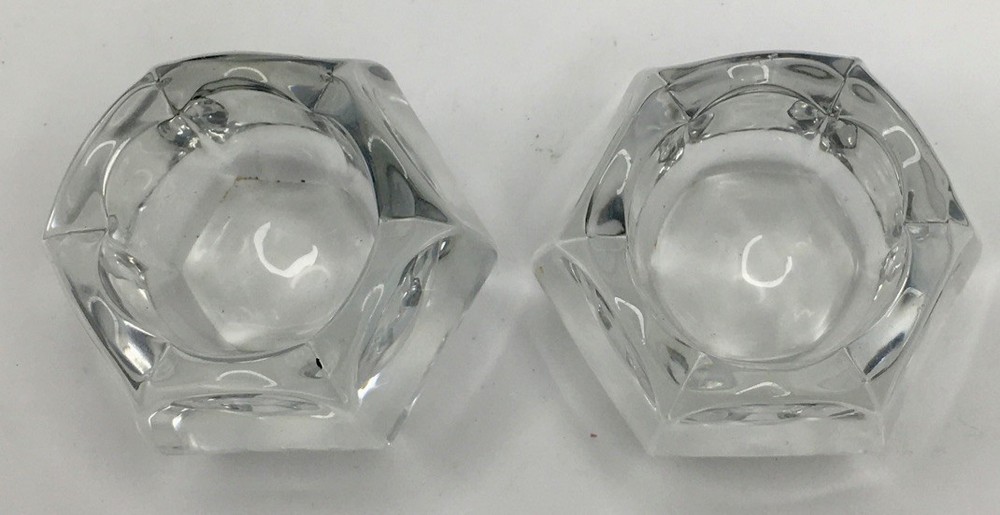 Pair Crystal Fluted Salt Cellars 1.5 Inch