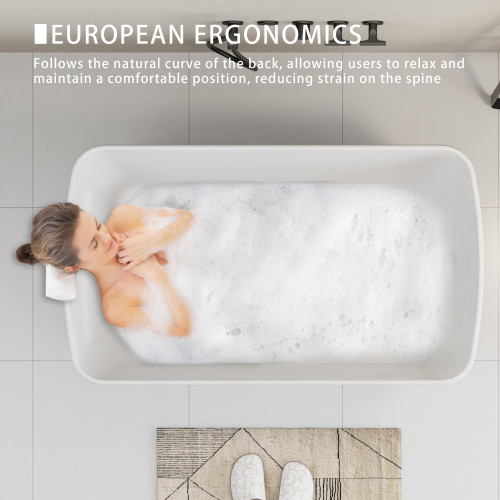 49''Acrylic Freestanding Japanese Soaking Bathtub Sit-In Design w/Overflow Drain