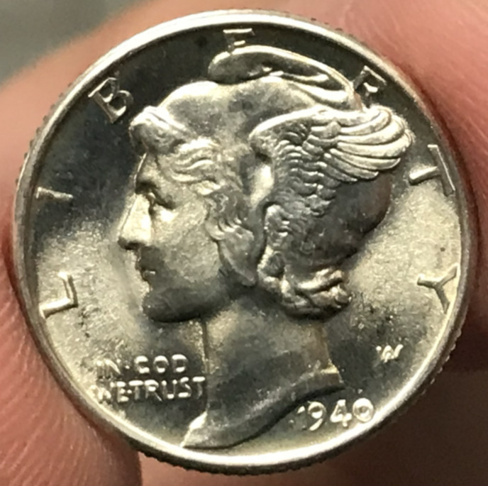 1940 10C Silver Mercury Dime Uncirculated
