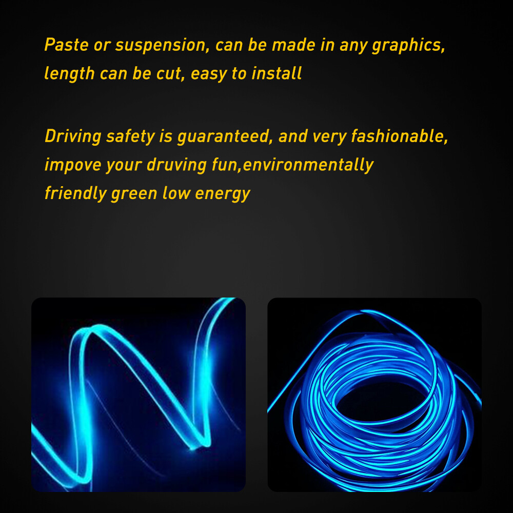 2M Car Inside Interior LED Decor Atmosphere Light Wire Red Line Lamp Strip 12V