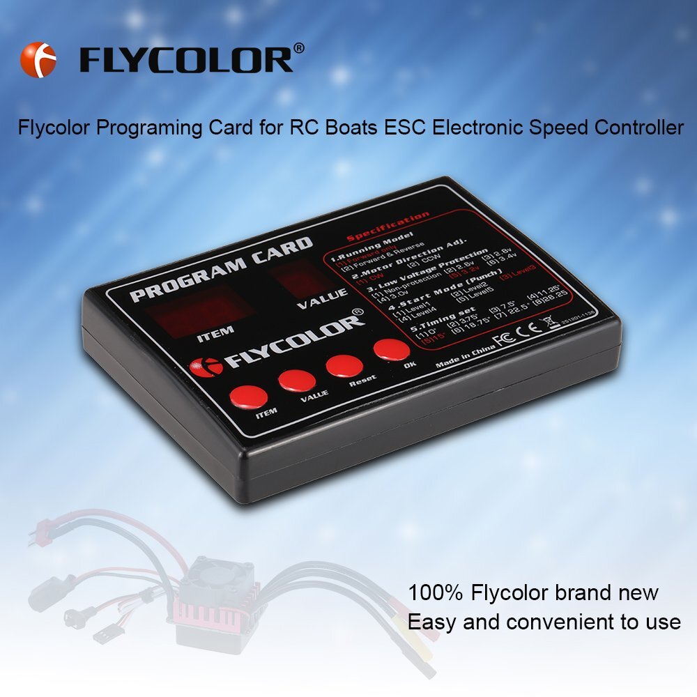 Flycolor Programing Card for RC Boats ESC Electronic Speed Controller