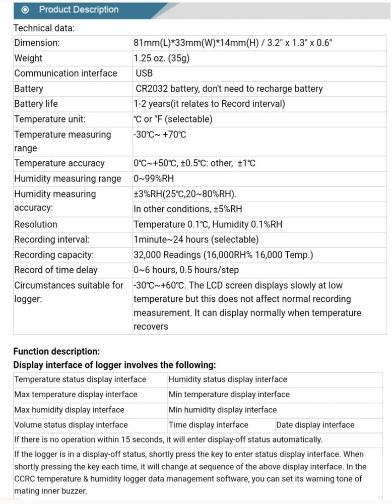 Elechico USB Temperature & Humidity Data Logger - White