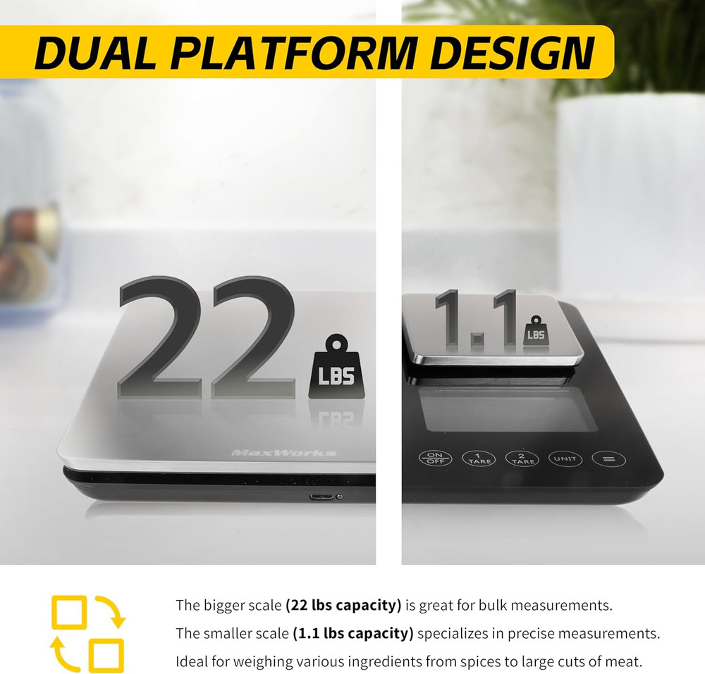 Precision Dual Platform Kitchen Scale Measure Bulk and Fine Ingredients Simultan