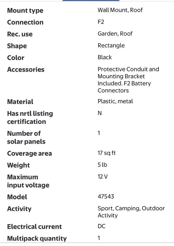 Solar Panel - Universal Power Group 12V Solar Panel for Outdoor Charging.