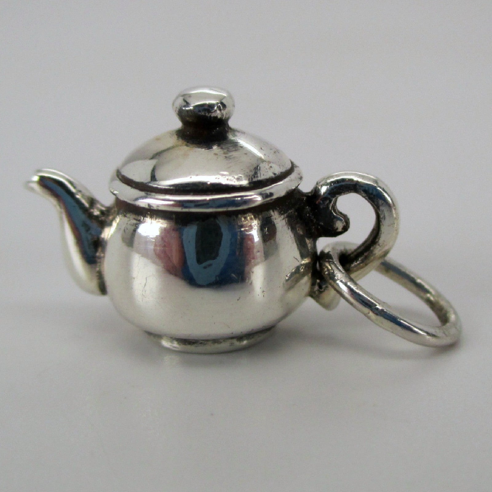 Vintage GRANDMA'S TEAPOT Charm for Bracelet STERLING SILVER Brown County NEW