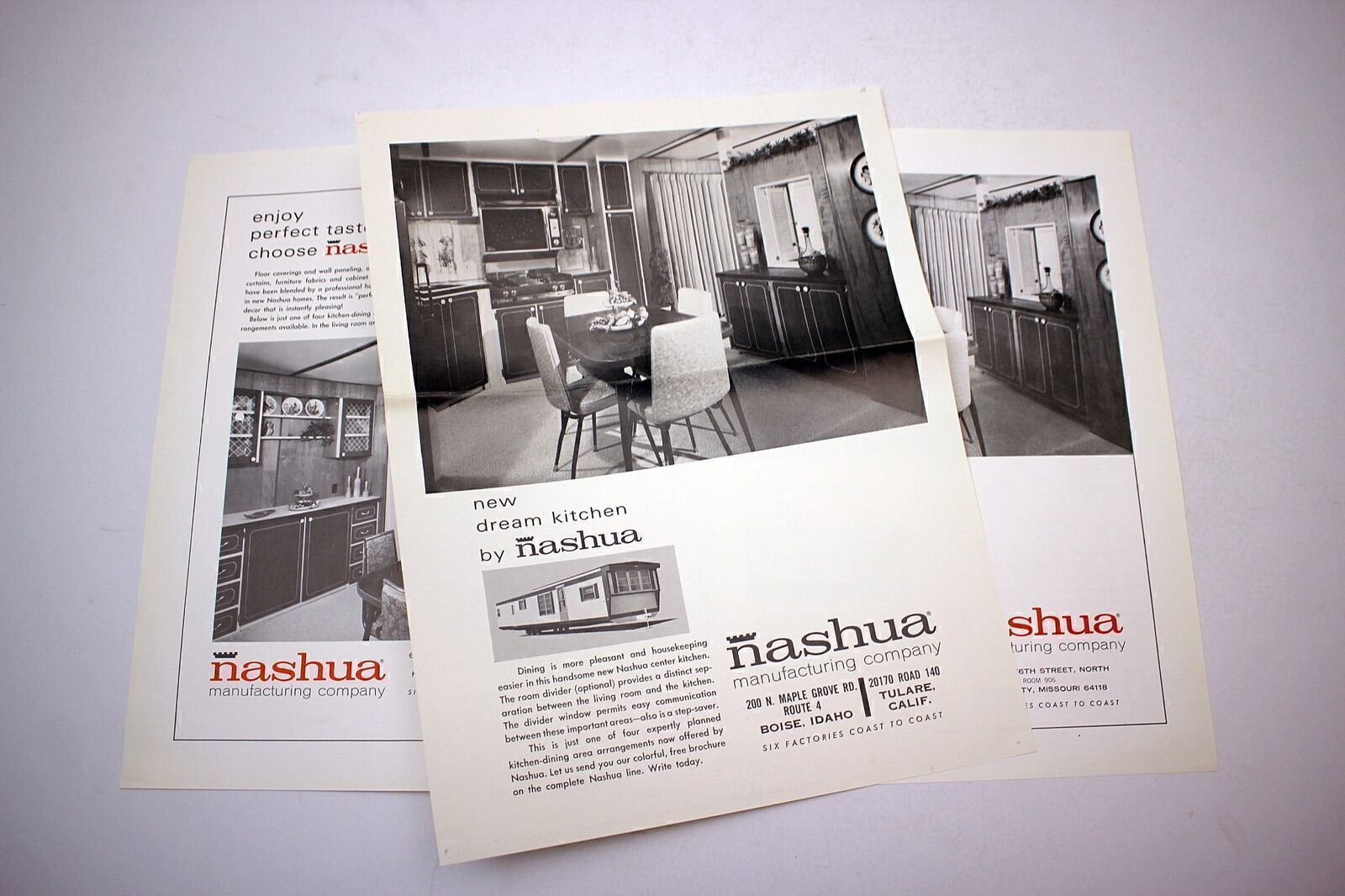 1960s Nashua Mobile Homes Color Ad Brochure Mid-Century Modern #18