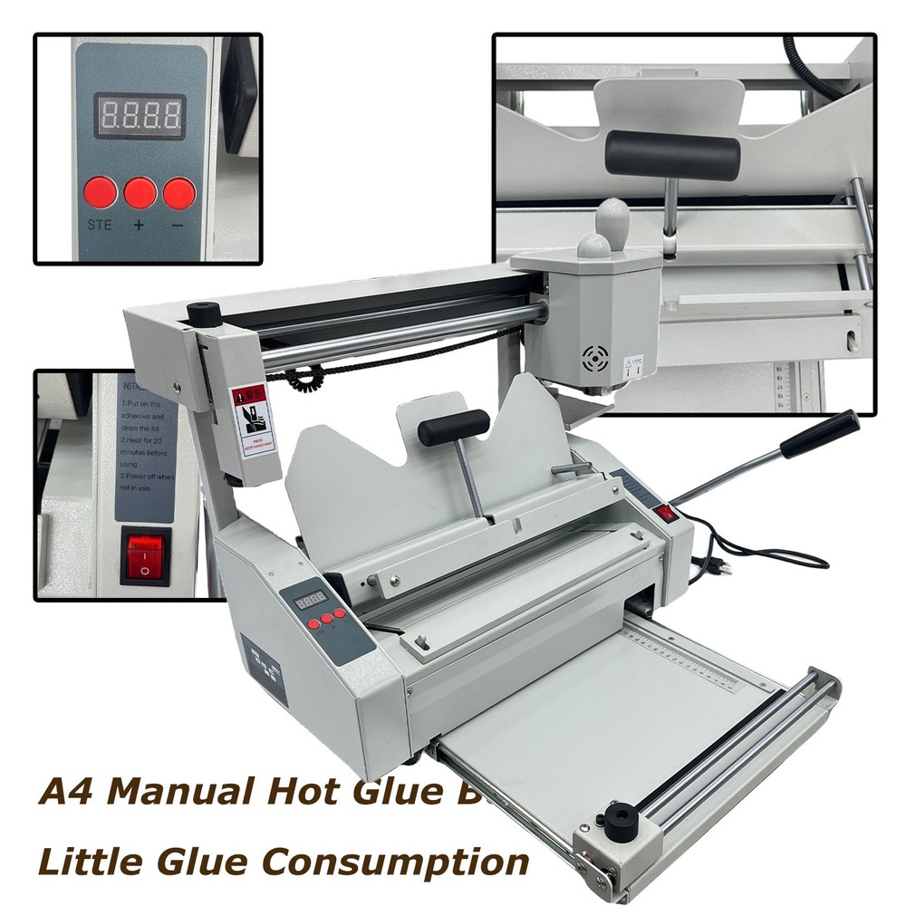 A4 Hot Glue Book Binder Binding Machine Manually w Indenting Creasing Function