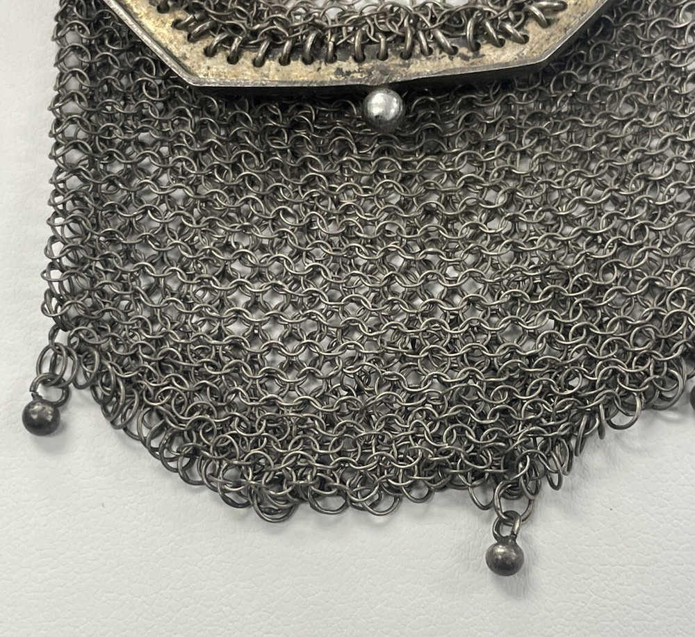 Antique Silverplated Mesh Purse 3 1/2”