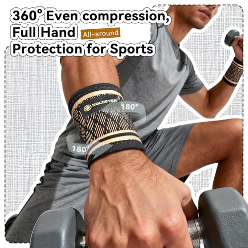 [360° Full Compression] Copper Wrist Compression Sleeve 1 Pair, Medium, Black