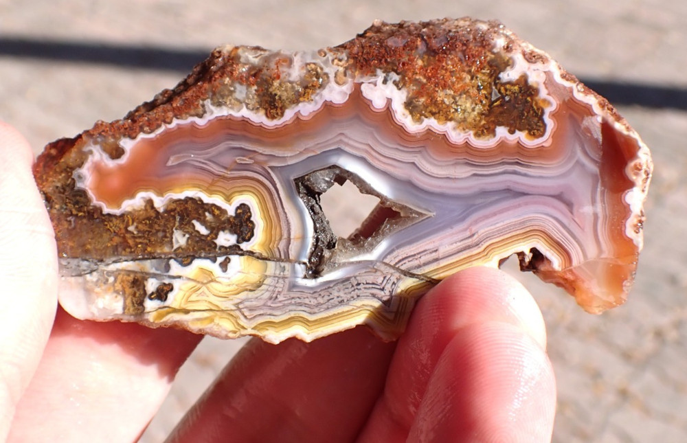 Rare  Solid Laguna Agate Rainbow colors Lapidary Slab Parallax
