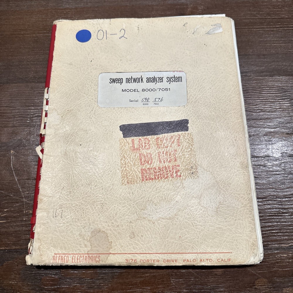 Alfred Electronics 8000/7051 Sweep Network Analyzer System Instruction 1966