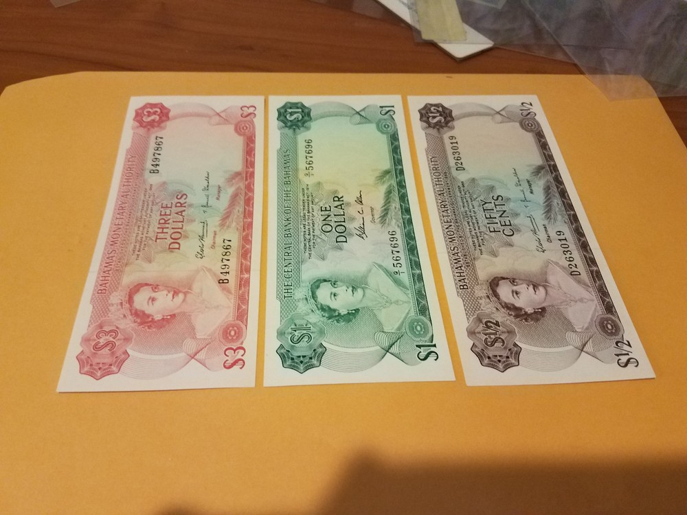 3 bahamas notes gem unc