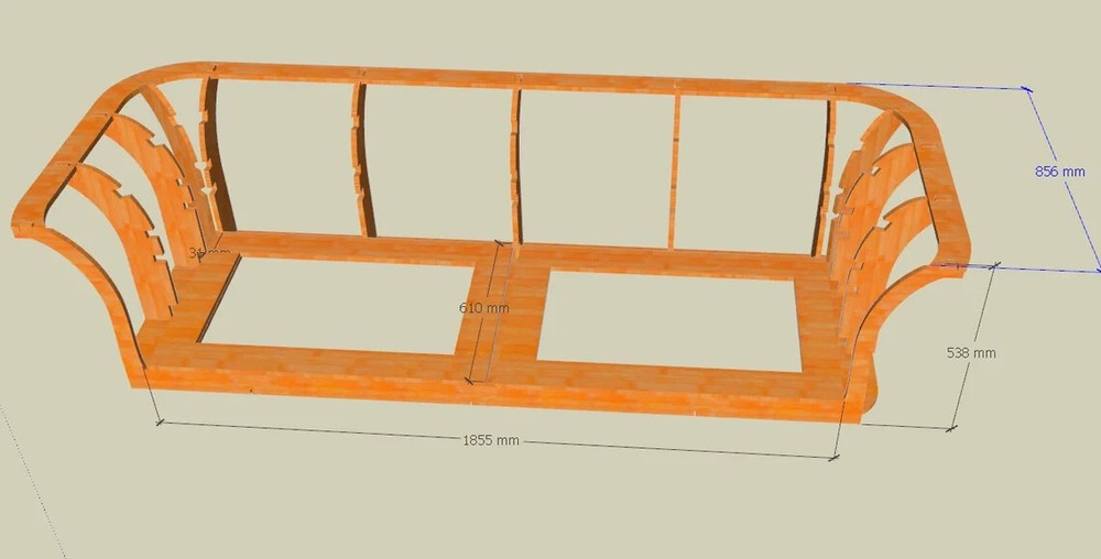 sofa structure Laser Cut CNC Router Plane design dxf art Vector