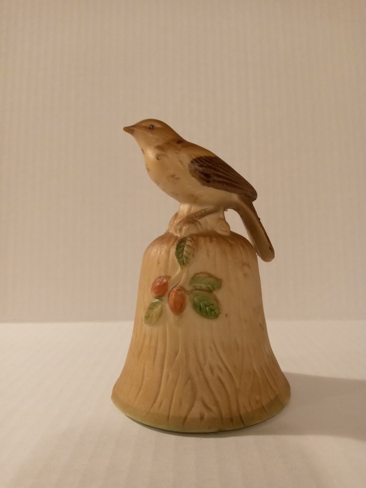 4.25" Brown Ceramic Bisque Bird Bell