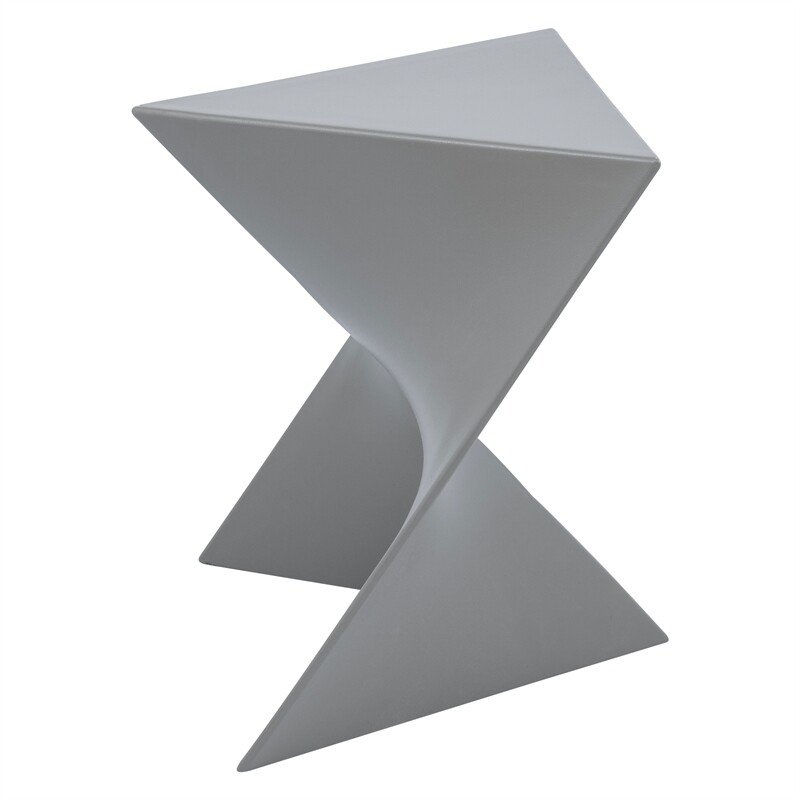 Pemberly Row Contemporary Plastic Triangle End Table in Gray