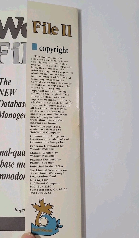 Softwood File II by Softwood - Commodore Amiga Database Software 86/87