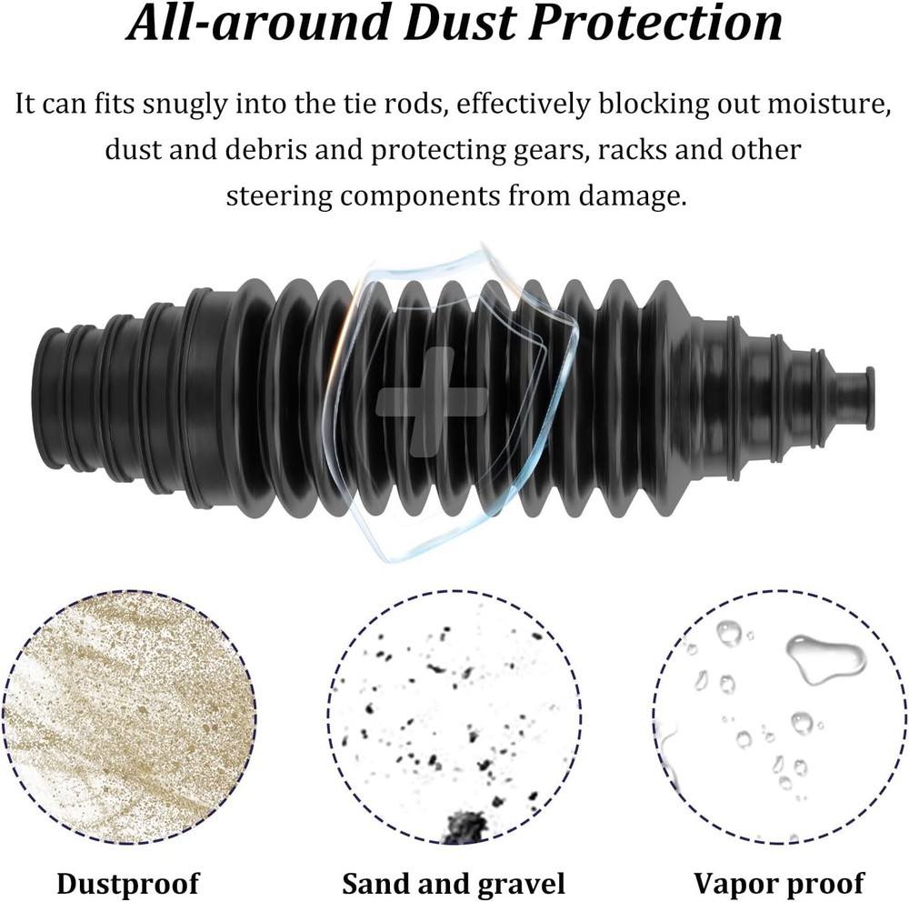 Inner Tie Rod Boot Kit,Multi-Size Adjutable Rack and Pinion Boot Kit with 2PCS