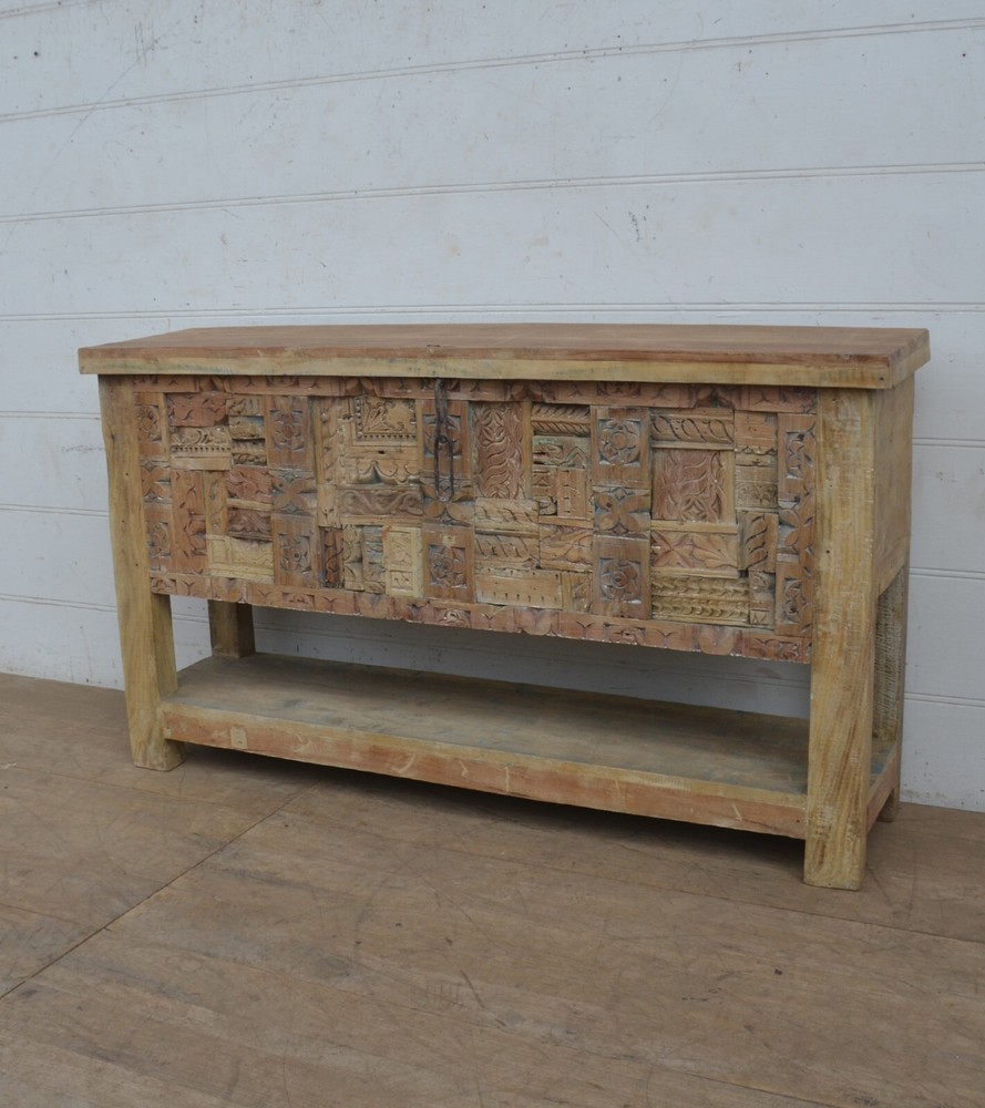Reclaimed teak storage trunk with lower open shelf