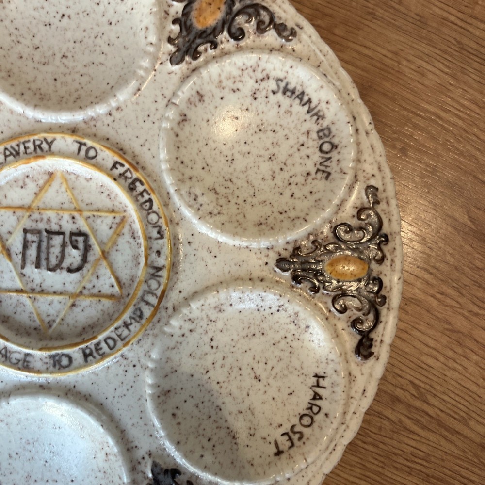 Unique Antique Ceramic Passover Seder Plate 10” Diameter
