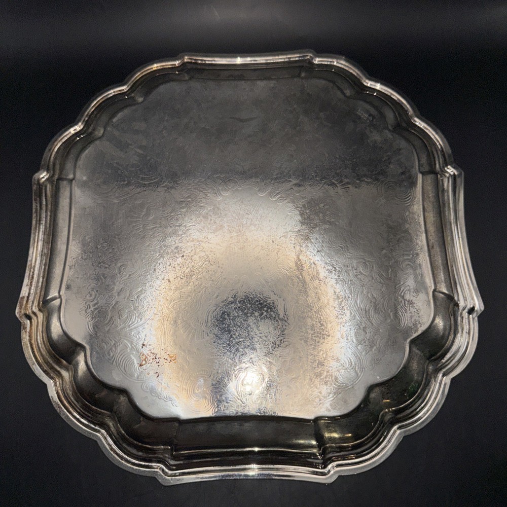 R. Morgan Silver Plated Square Ornate Serving Platter Vintage