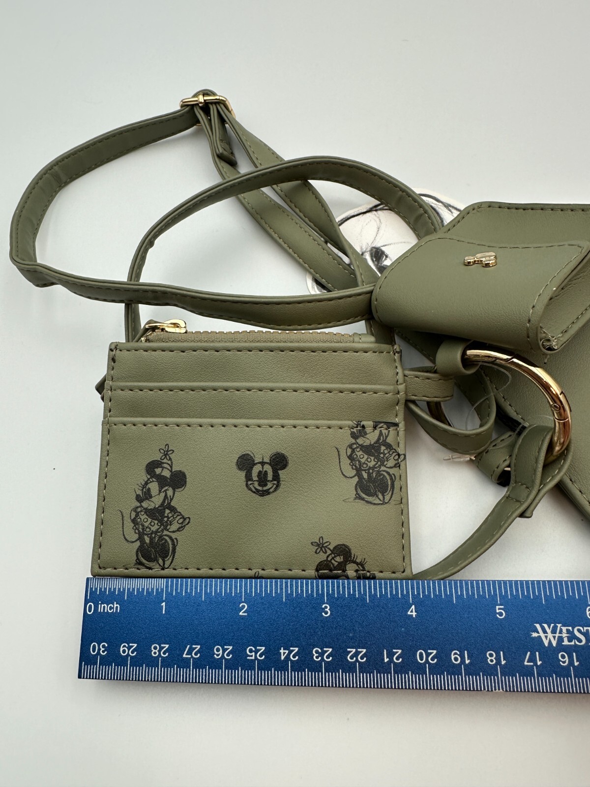 Primark Mickey Green Crossbody Bag Phone Holder Cardholder and Earbud Case NWT