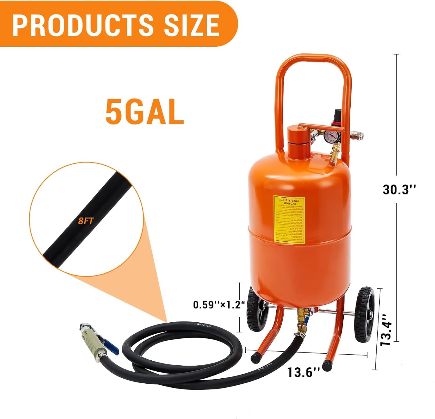5/10/20 Gallon Sandblaster Portable Air Sand Blaster Media Abrasive w/ 4 Nozzles