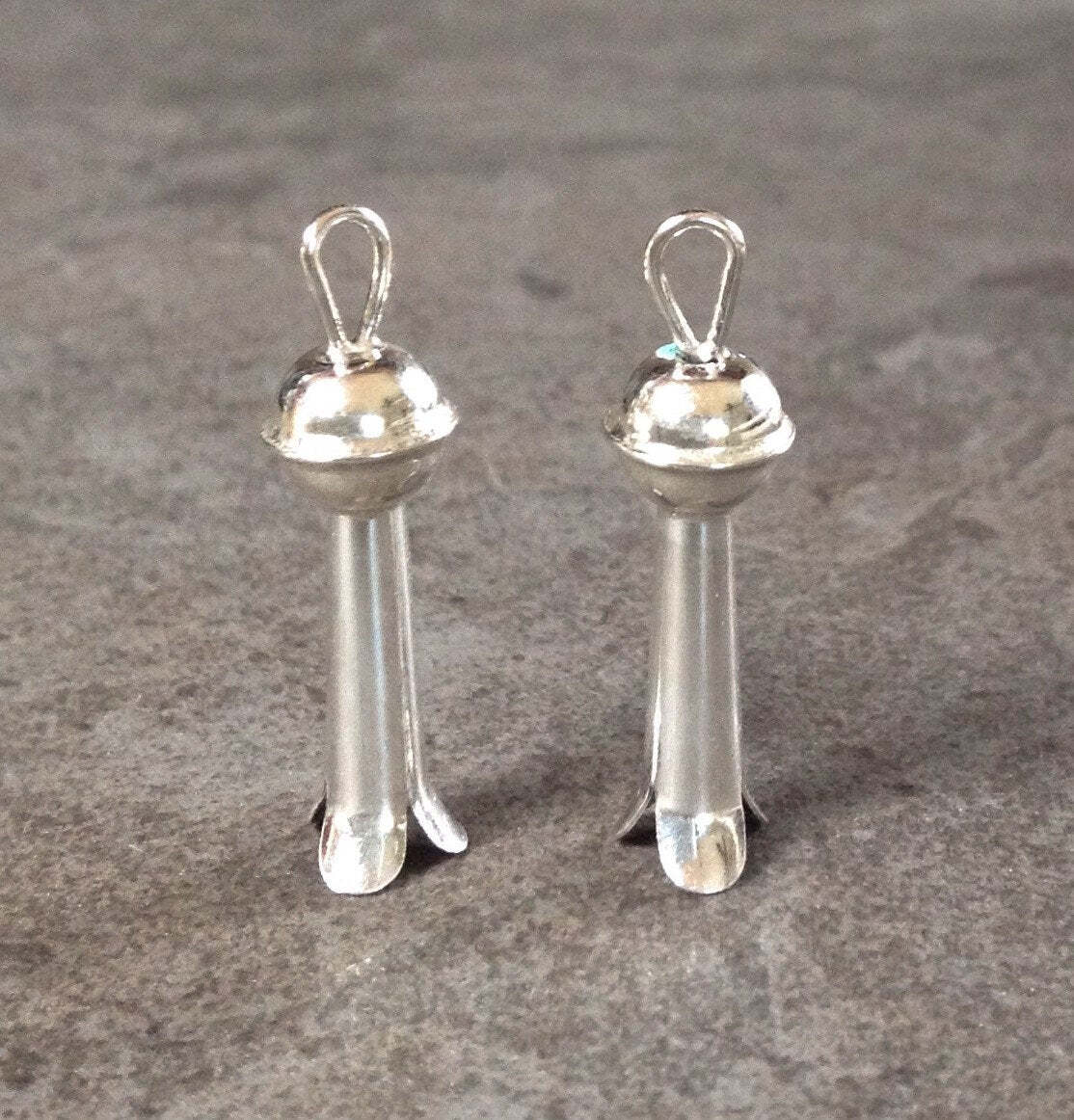 Navajo Handmade Sterling Silver Squash Blossoms 7mm Lot of 2 Perfect4Earrings