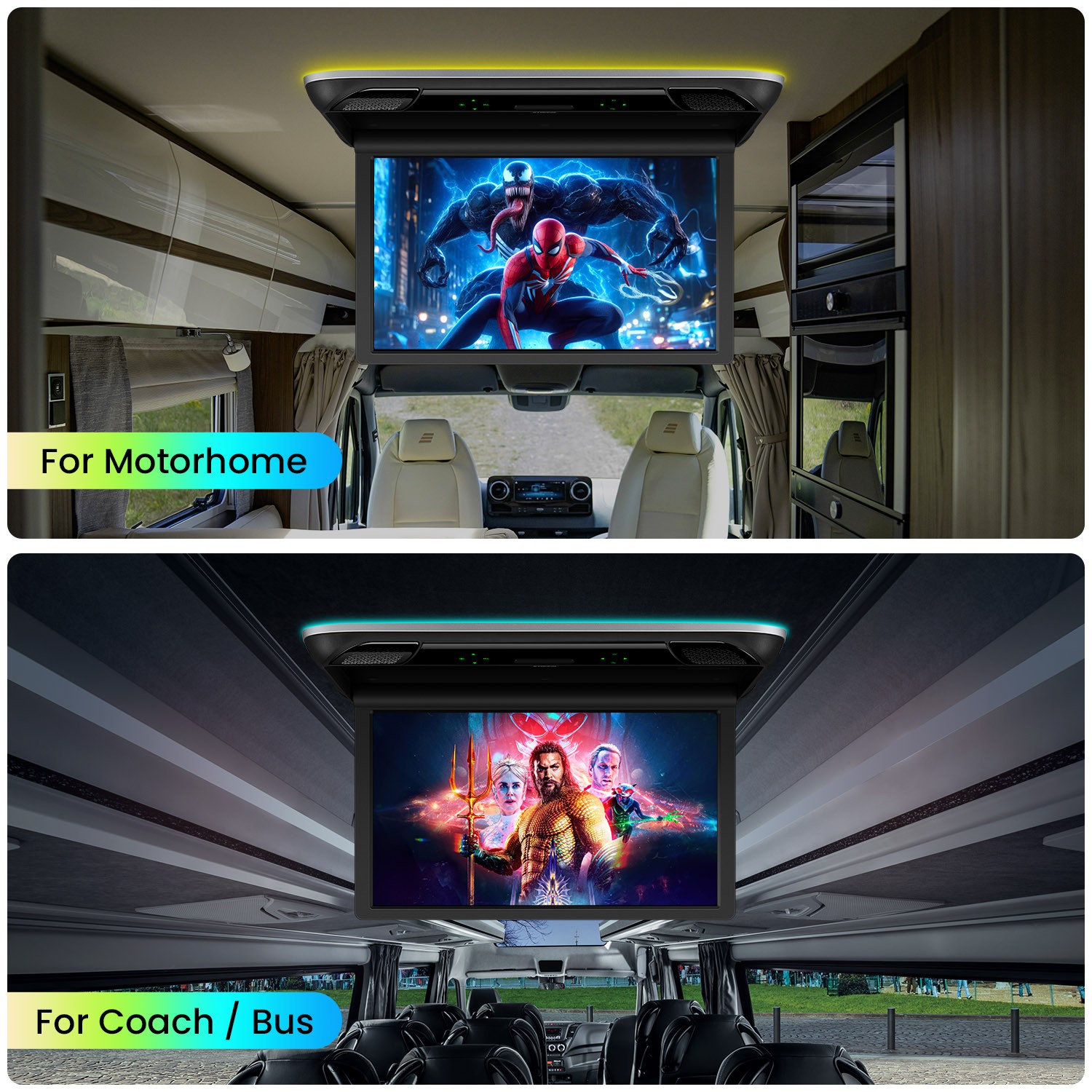 21.5" Car TV Coach Bus Flip Down Roof Monitor Overhead HD Screen 1080P USB HDMI