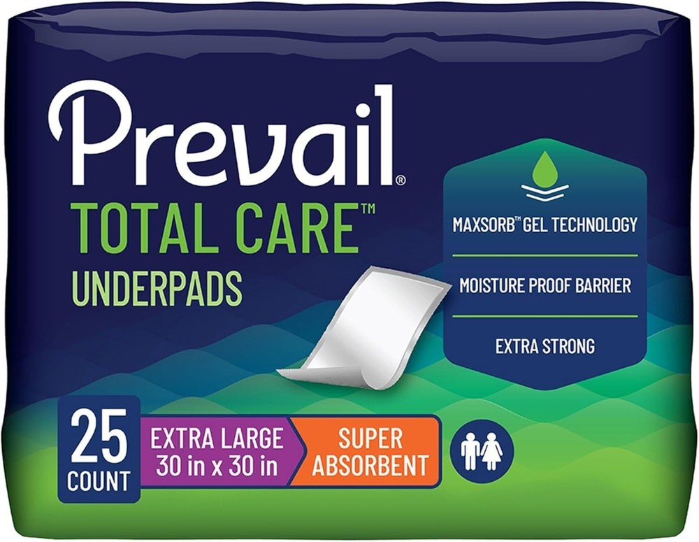 Prevail Total Care Disposable Underpads 30x30 Heavy Absorbency Polyester