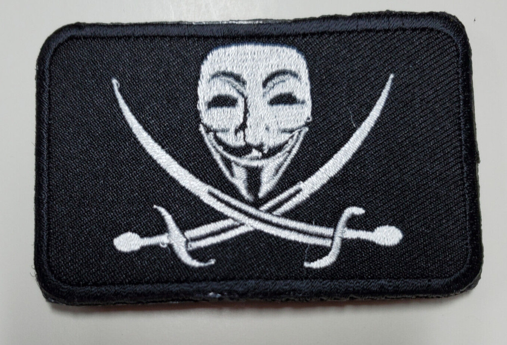 V for Vendetta Guy Fawkes Flag    3"   Hook & Loop Patch-  USA Mailed
