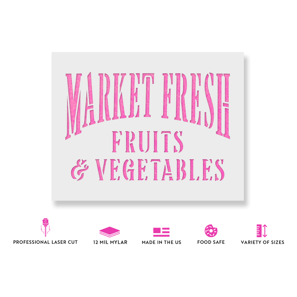 Market Fresh Stencil - Durable & Reusable Mylar Stencils