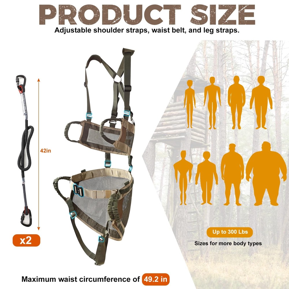 Tree Saddle Hunting Kit Lightweight Tree Climbing Saddle Adjustable Treestand...