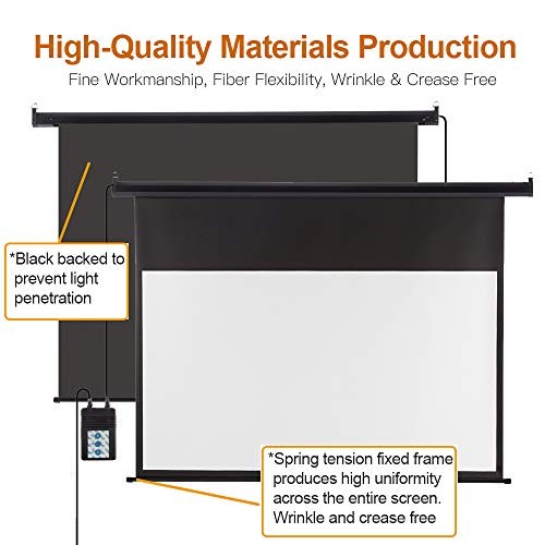 Auto Motorized Projector Screen with Remote Control, 120 inch, 120 Inch Black