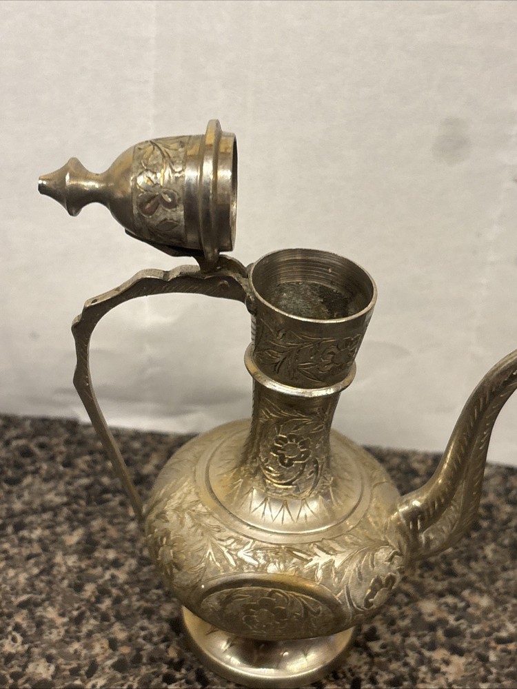 Vintage Solid Brass Mini Teapot; India; 5.5"