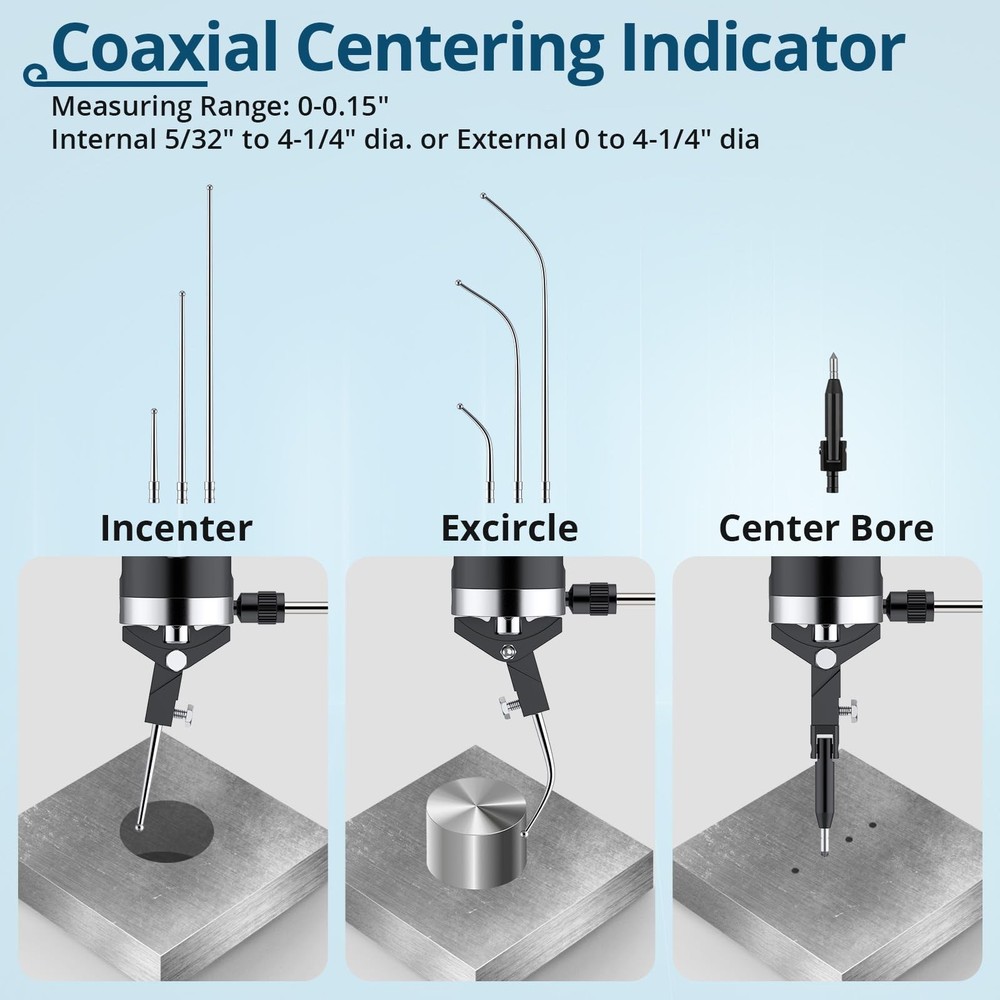 ALLmeter Coaxial Centering Dial Test Indicator,0-0.15" Range with 0.0005"...
