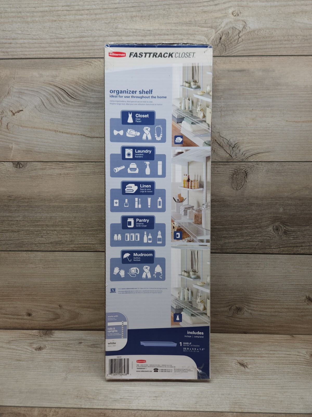 Rubbermaid FastTrack Closet Organizer Shelf 23.9 x 4.5 x 1.2